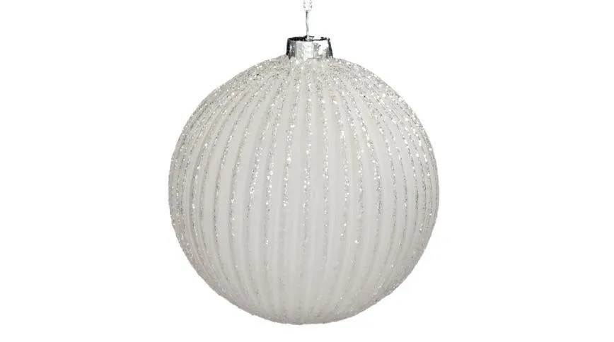 Stripe sfera natalizia bianca in vetro Ø10 cm