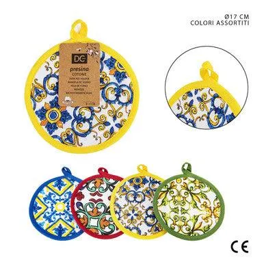 Dc Casa - Round Pot Holder D17Cm Assorted Majolica