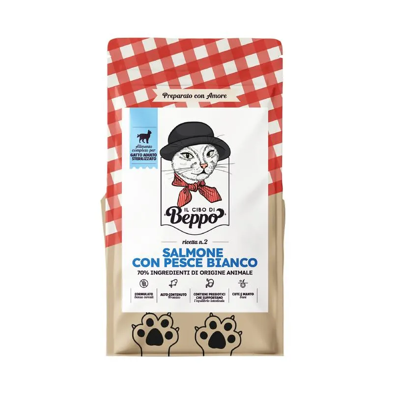 Il Cibo di Beppo Cat steril Salmone e Pesce bianco 1,5kg