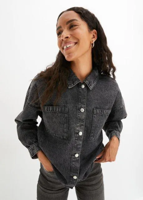 Giacca-camicia in jeans, oversize