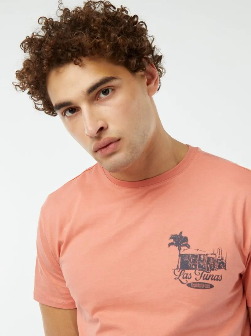 T-shirt stampata a maniche corte - ARANCIONE