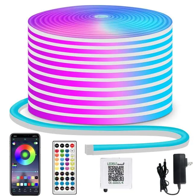 Strisce luminose a LED al neon RGB, 20 m - 1200 LED, luci a LED al neon per interni ed esterni, controllo APP/telecomando, modalità multiple, IP65