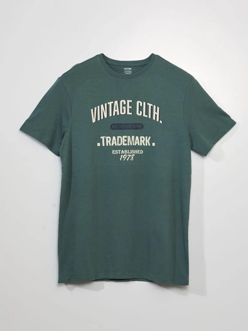 T-shirt a maniche corte con stampa - VERDE