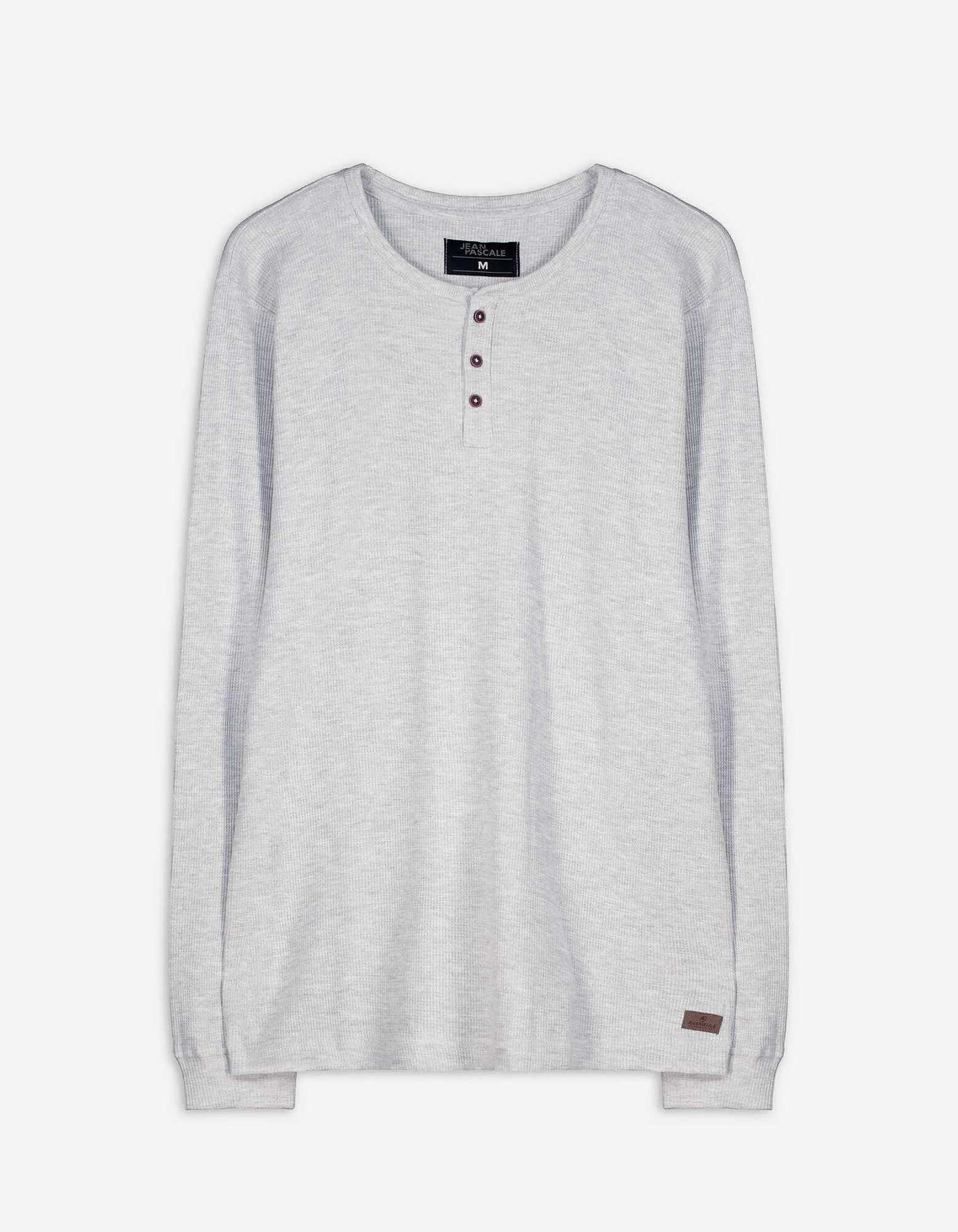 Maglia a manica lunga - Scollo Henley - grigio