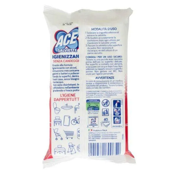 ACE SALVIETTE IGIENIZZANTI CON ALCOOL 40PZ