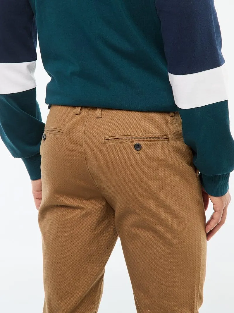 Pantaloni in maglia piqué tinta unita - marrone