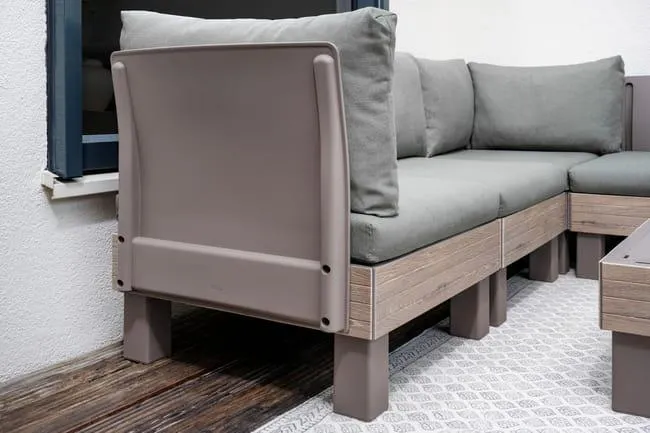 Angolo per divano da giardino con cuscino verde Elements KETER, struttura in acciaio seduta in polipropilene marrone, L 55 x H 9 x P 55 cm, set da 2 pezzi