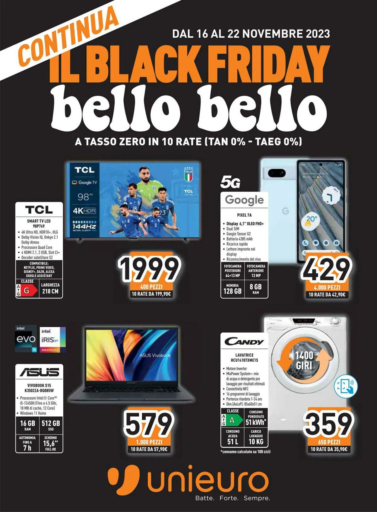 Unieuro - Black Friday 2023 da 16 novembre a 22 novembre di 2023 - Pagina del volantino 1