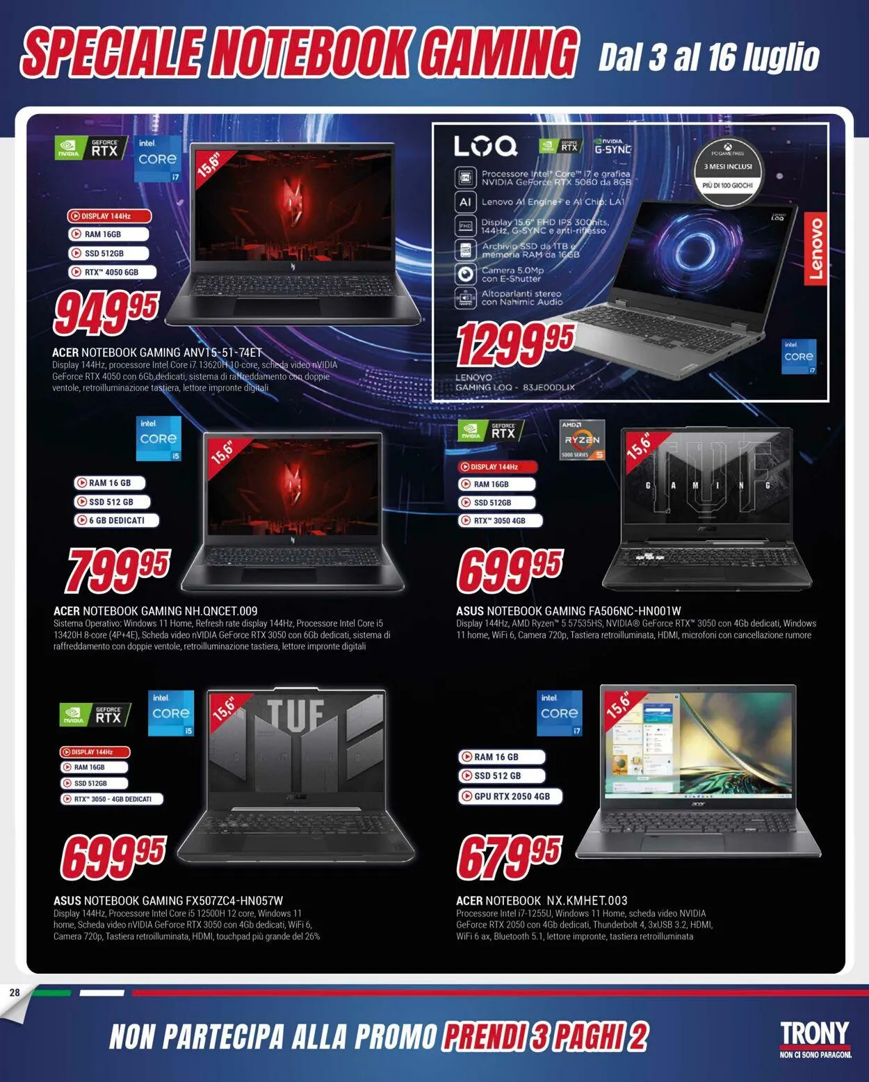 Trony - Palermo Volantino attuale da 3 luglio a 30 luglio di 2025 - Pagina del volantino 28