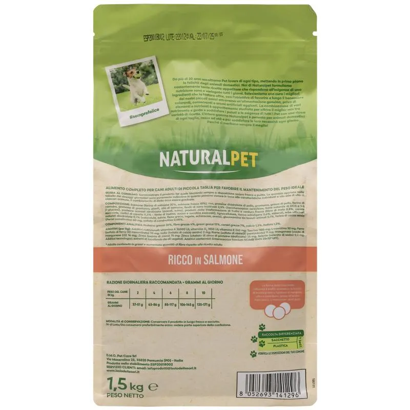 Naturalpet Dog Mini Lower Fat ricco in Salmone 1.5 kg