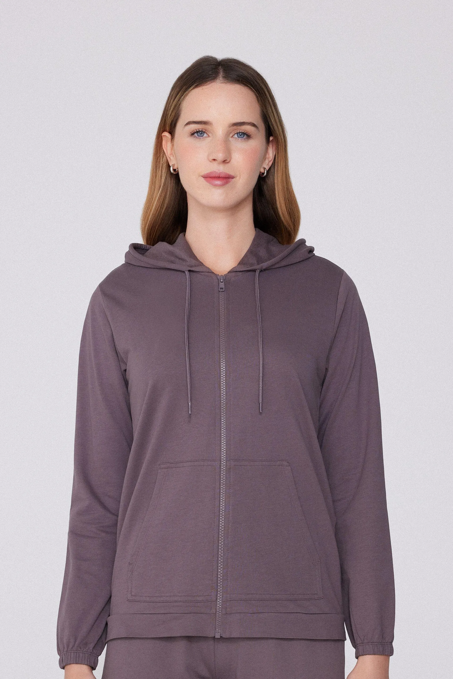 Felpa Leggera Cappuccio con Zip e Coulisse