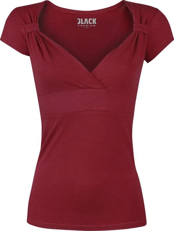 Fashion V-Top | T-Shirt | bordeaux | Black Premium by EMP