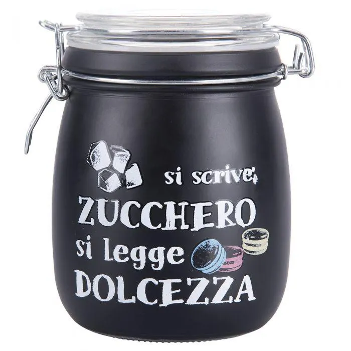 Barattolo zucchero 800 ml in vetro, Si scrive si legge