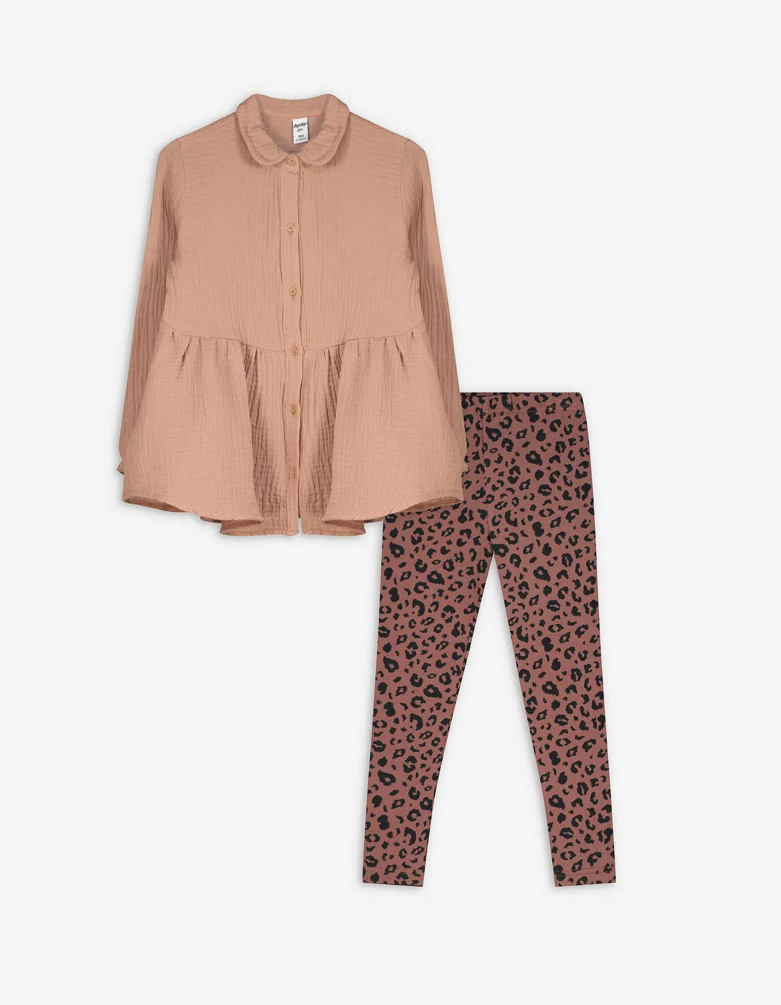 Set abito e leggings - Mussola - marrone chiaro