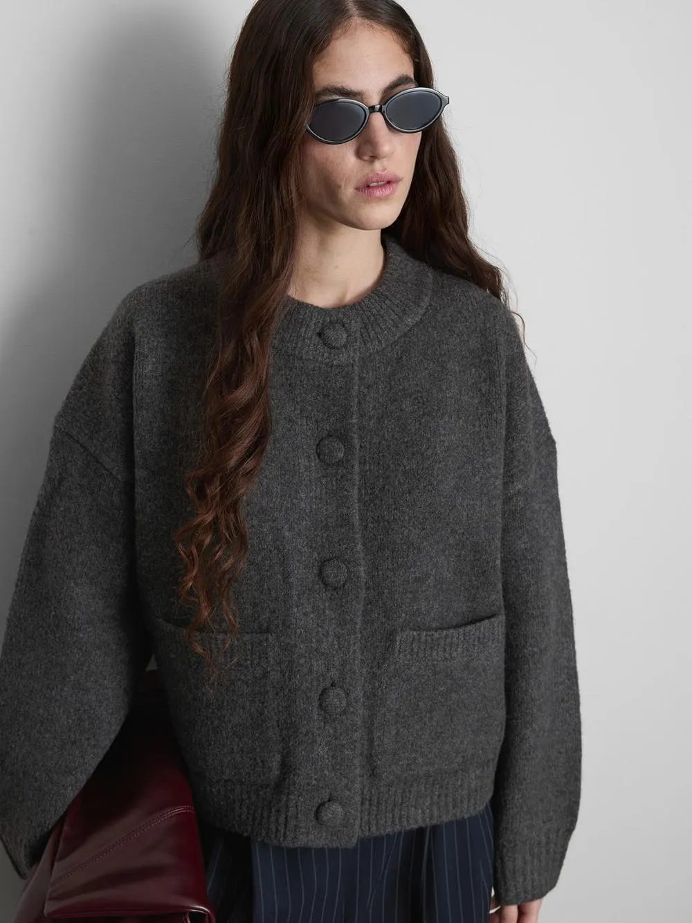 Bomber lavorato a maglia basic