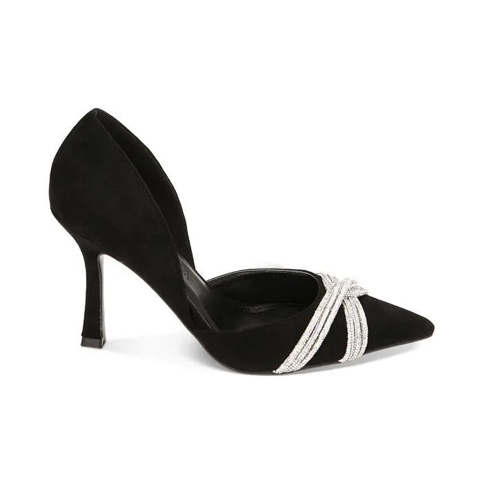 Décolleté gioiello nere in microfibra, tacco 9 cm