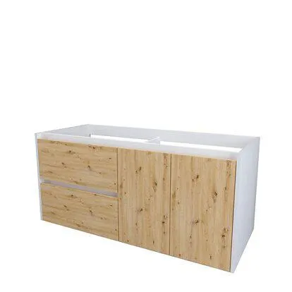 Base lavabo a incasso a destra 120x50 cm bianco/rovere nodato