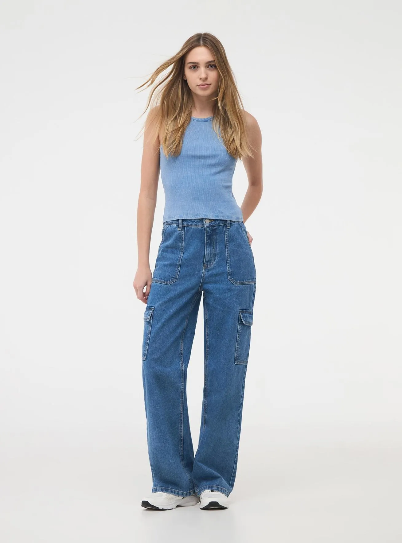 Jeans cargo Blu denim medio
