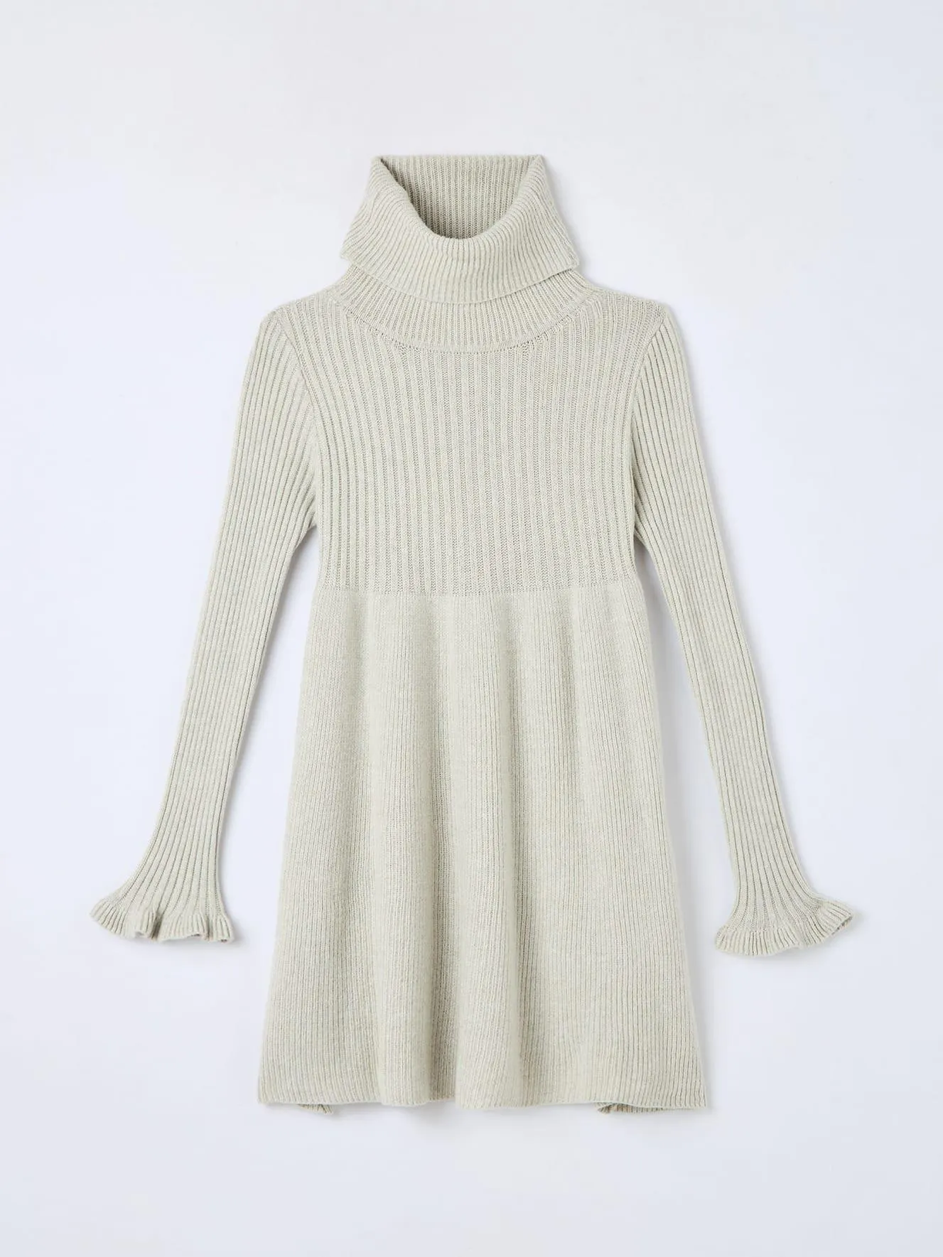 Vestito dolcevita in maglia a costine Avorio