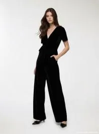 Tuta kimono in ciniglia Nero