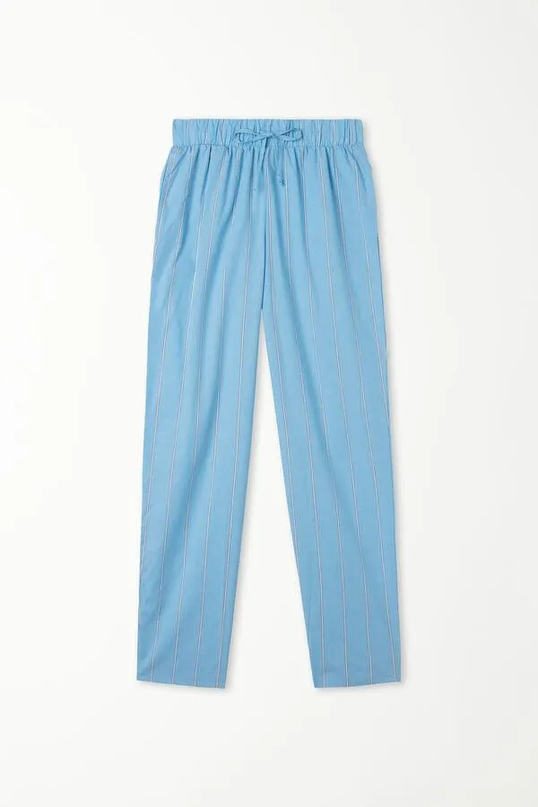 Pantalone Lungo in Tela di Cotone Stampata