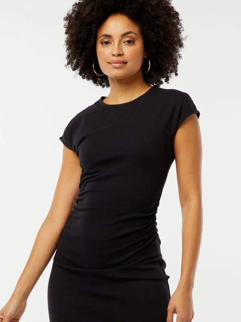 Vestito midi in maglia stretch - nero