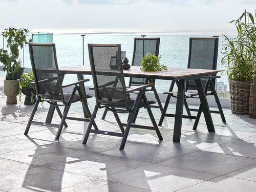 Tavolo FAUSING L220 cm naturale + 4 Sedie BREDSTEN nero