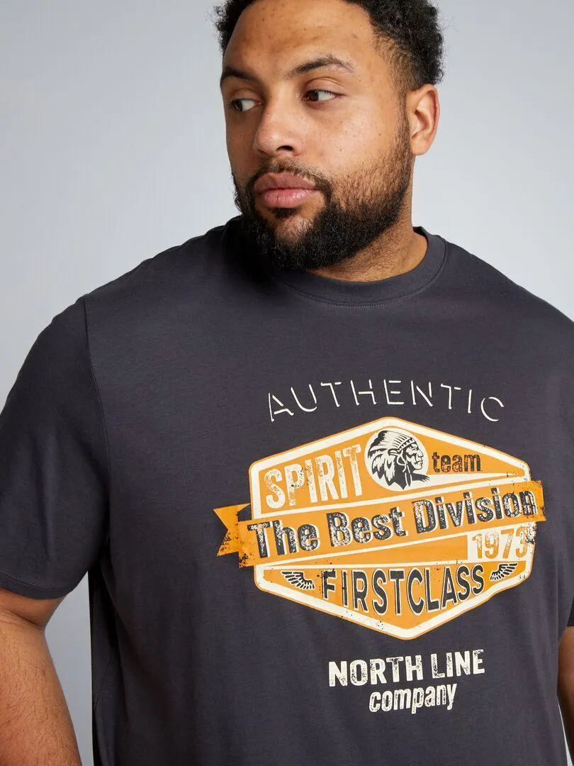 T-shirt in jersey con stampa davanti - NERO