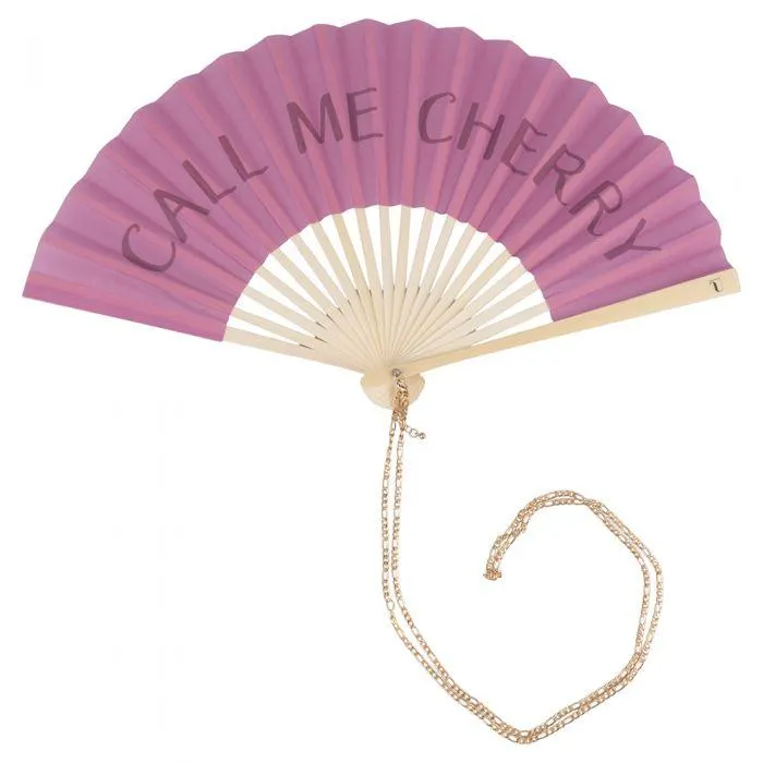 Ventaglio Call me cherry malva, manico in bambù, Tinte uniche
