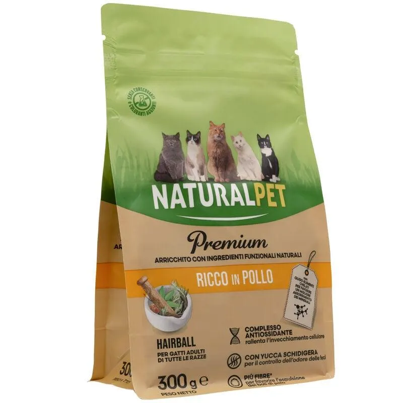 Naturalpet Premium Cat Adult Hairball ricco in Pollo 300 gr - Scad. Novembre 25