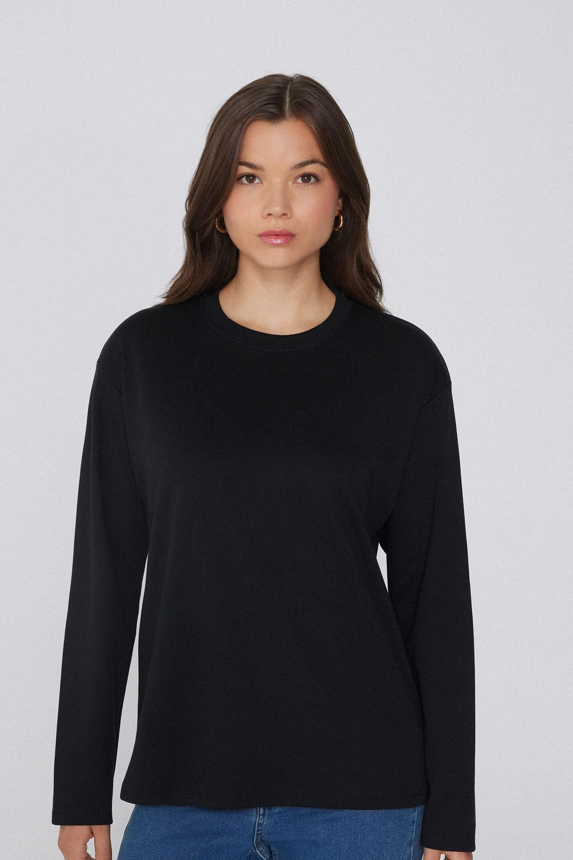 Maglia Maniche Lunghe Girocollo 100% Cotone Pesantezza Media