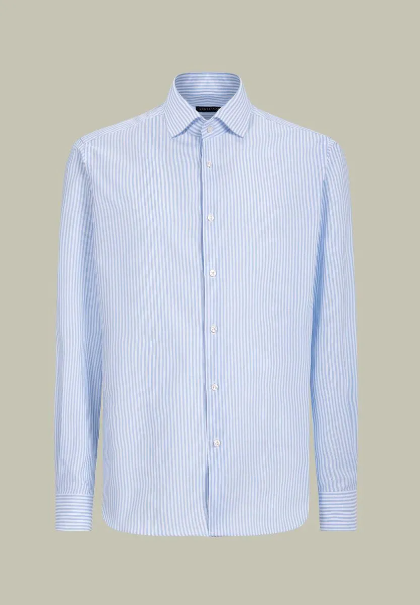 Camicia azzurro-bianca riga bacchettata