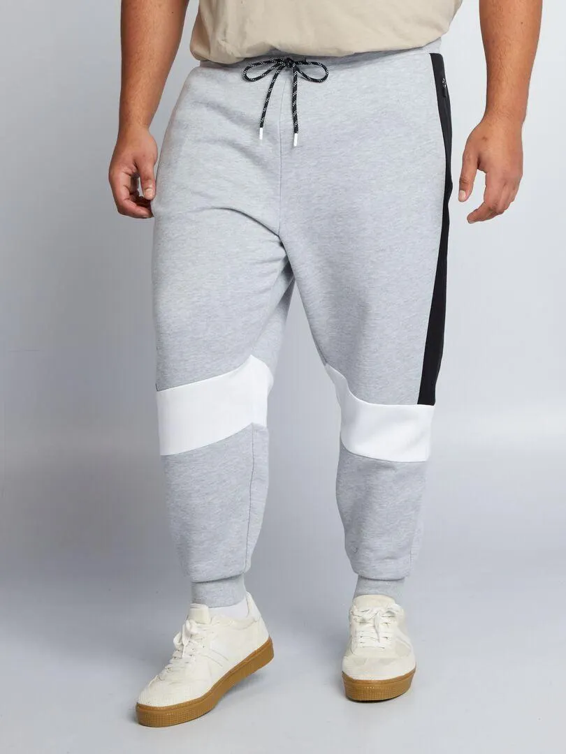 Joggers in tessuto felpato color block - GRIGIO