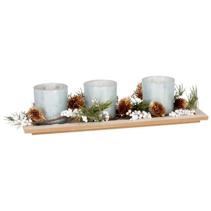 Centrotavola set di candele profumate (x3) verde, marrone e bianco