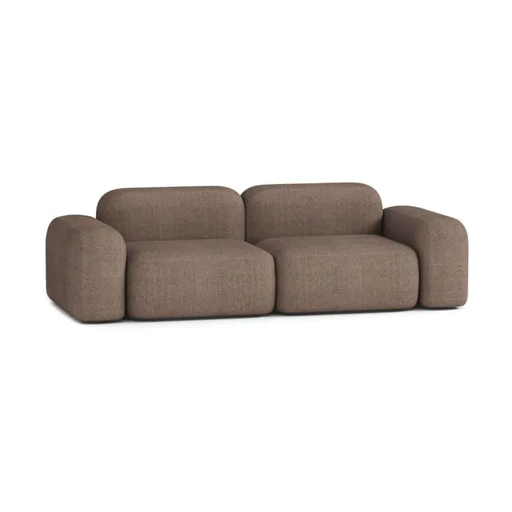 Divano modulare a 3 posti in tessuto marrone