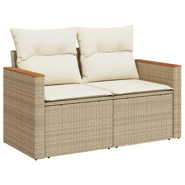 Divano da Giardino,Divano per esterno,Sofà con Cuscini a 2 Posti Beige in Polyrattan CFW78563