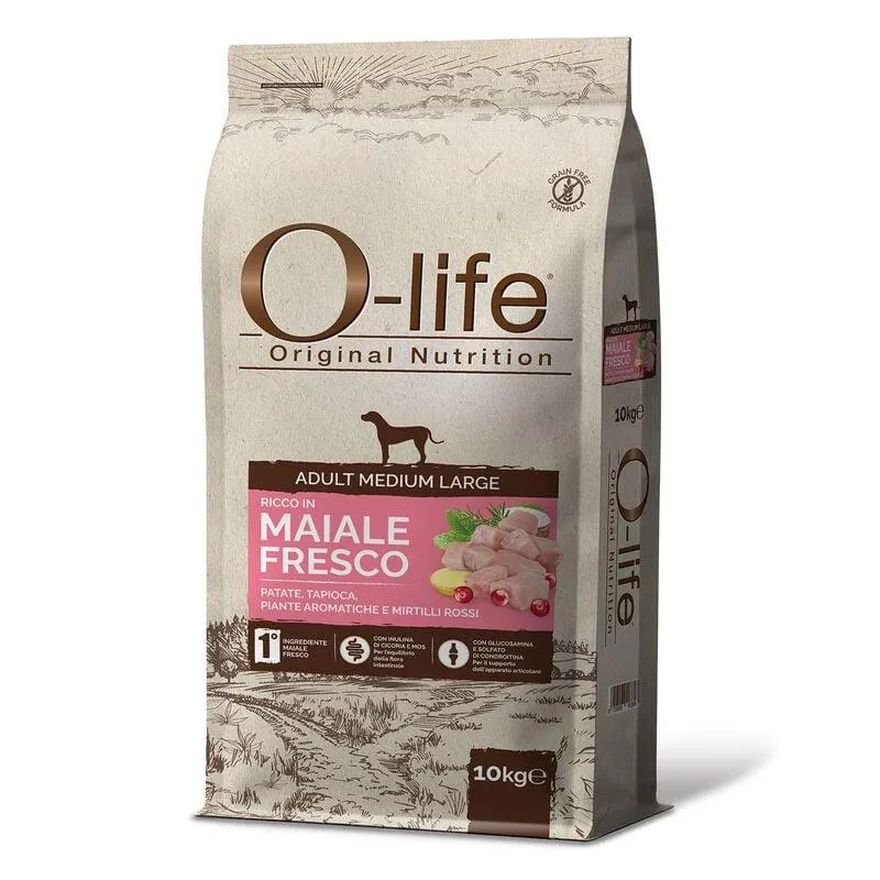 O-life Dog Adult Medium Large con Maiale Fresco 10 kg