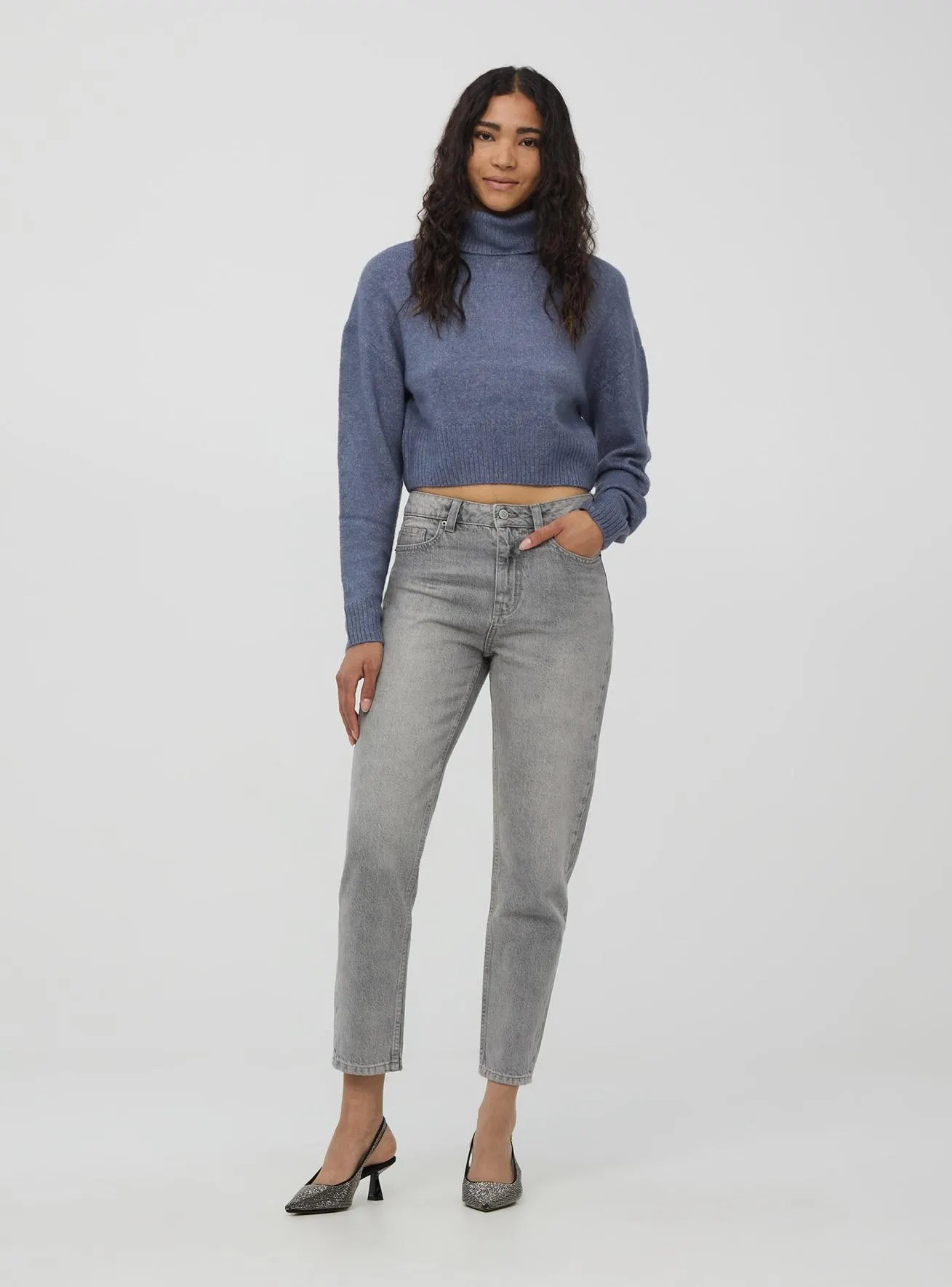 Jeans mom fit Grigio denim