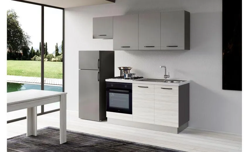 Gilda cucina 210 cm colore frassino ghiaccio e light grey