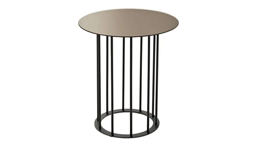 Chic tavolino struttura metallo nero e piano bronzo martellato