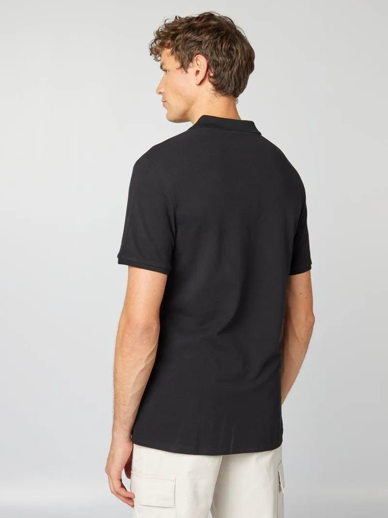 Polo in piqué di cotone - nero