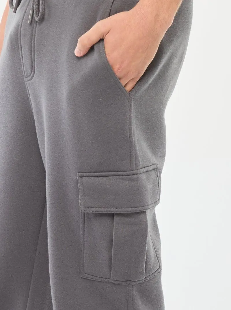 Joggers in tessuto felpato multi-tasche in tessuto felpato - Grigio