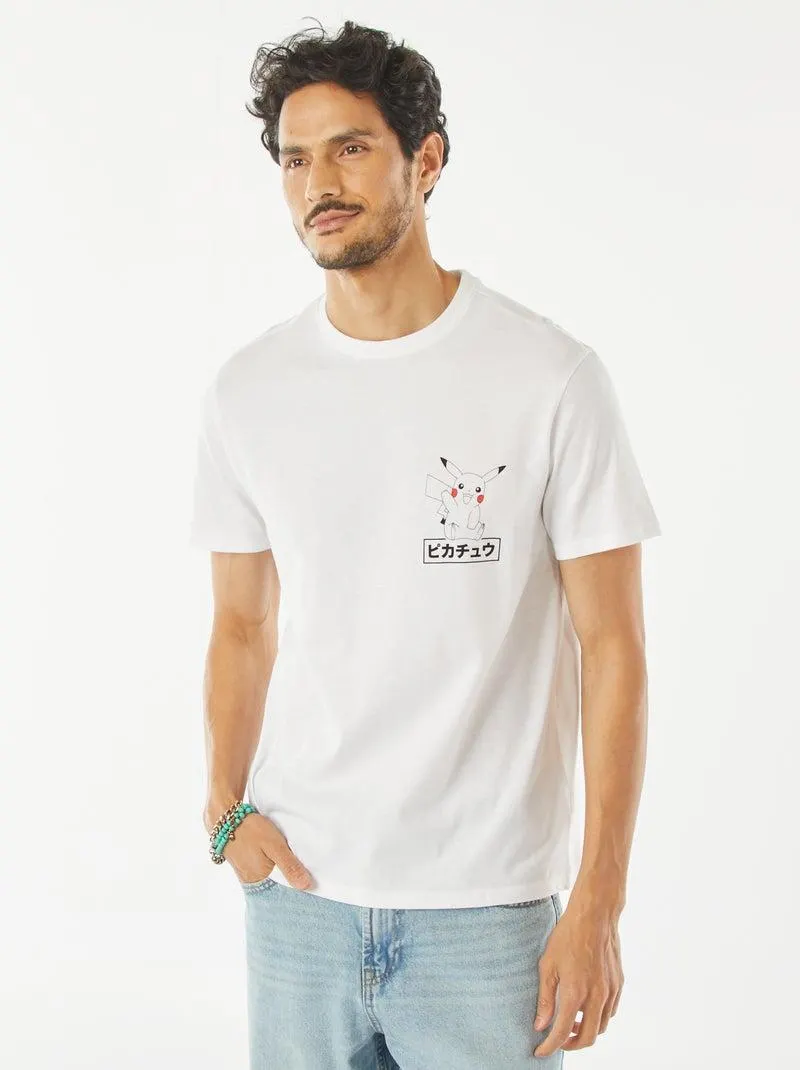 T-shirt con stampa 'Pikachu' - bianco