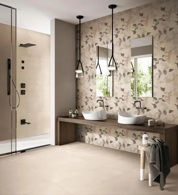 Piastrella da pavimento e rivestimento interno 60 x 120 cm Sp. 9 mm rettificato Essenza in gres porcellanato smaltato opaco beige traffico intenso (pei 4/5) R9 1.44 mq