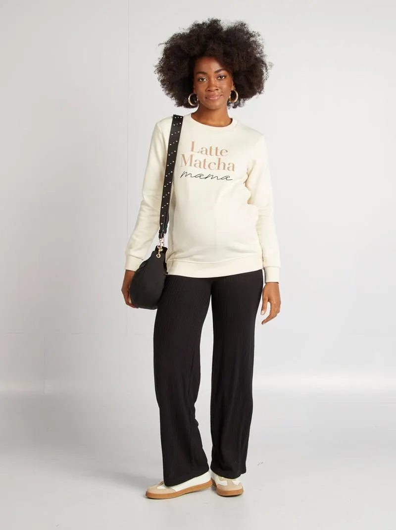 Pantaloni premaman larghi a costine - nero