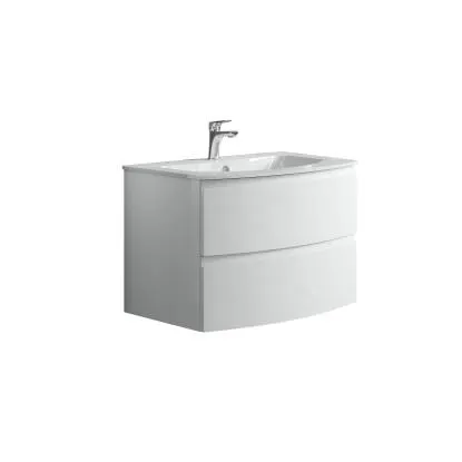 Mobile bagno sospeso Bold curvo con 2 cassetti 70x50x52 cm laccato lucido bianco