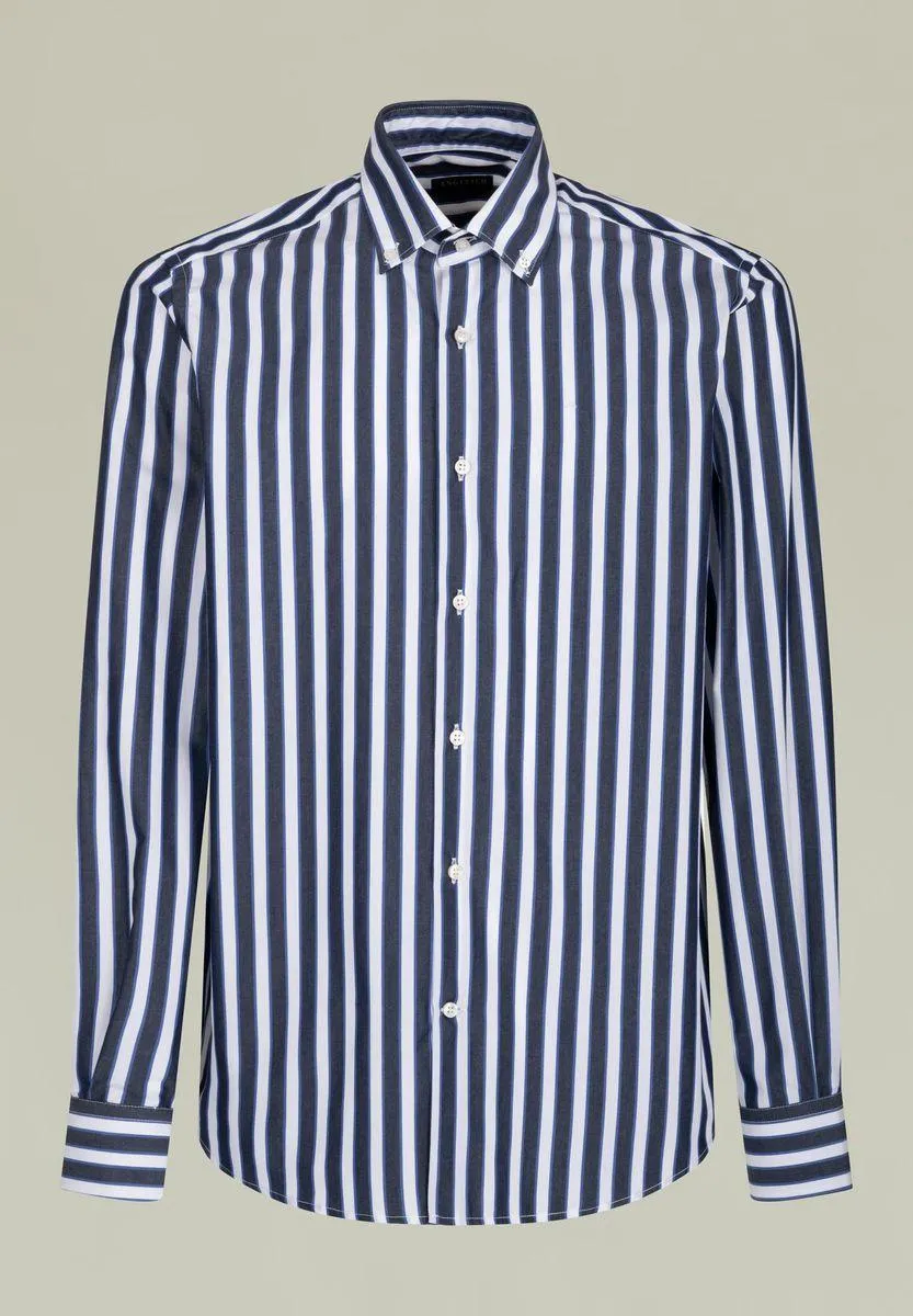 Camicia blu-bianca rigata larga BD