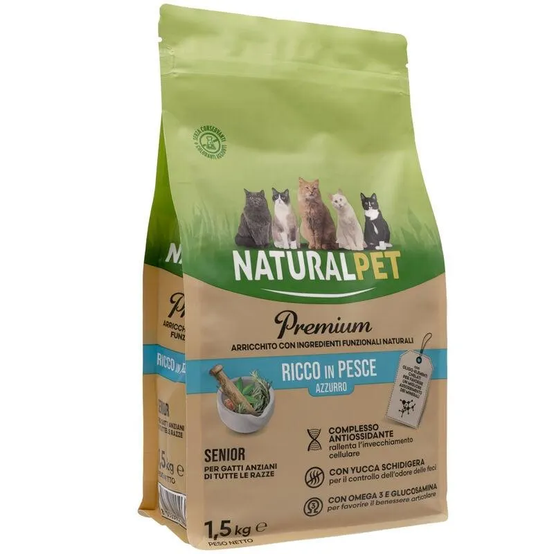 Naturalpet Premium Cat Senior ricco in Pesce Azzurro 1,5 kg - Scad. Novembre 25