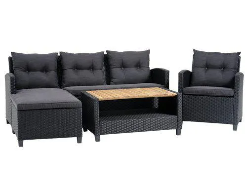 Set lounge VEN 4 posti con chaise longue nero