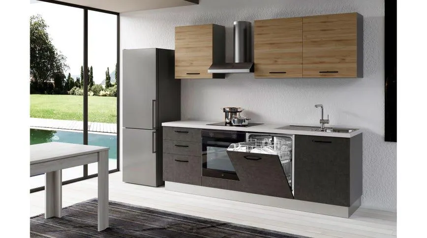 Gilda 2.0 cucina 300 cm cololre portland e rovere cadiz